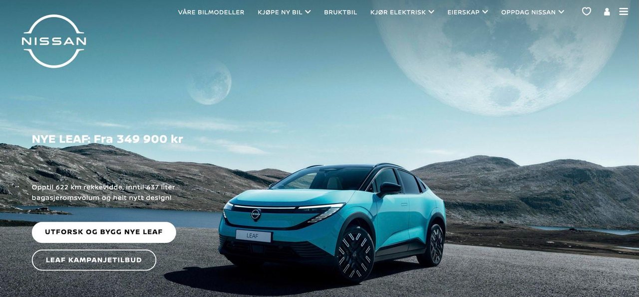 Nissan Norway website today